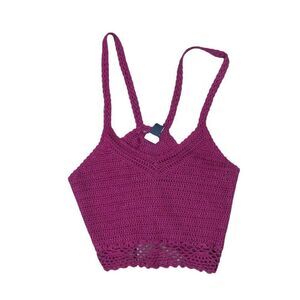 Windsor Crochet Crop Top Small Red